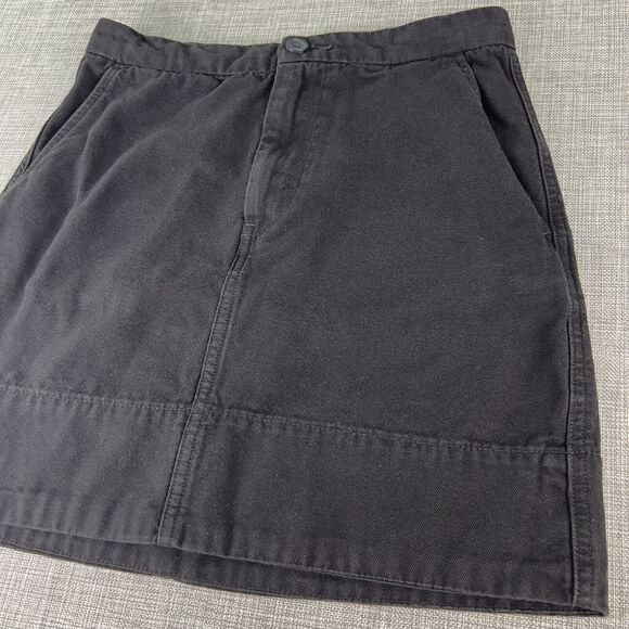 Everlane Mini Skirt Women’s Sz 6 Black The Canvas Stamp Textured Weave Straight - Picture 3 of 10